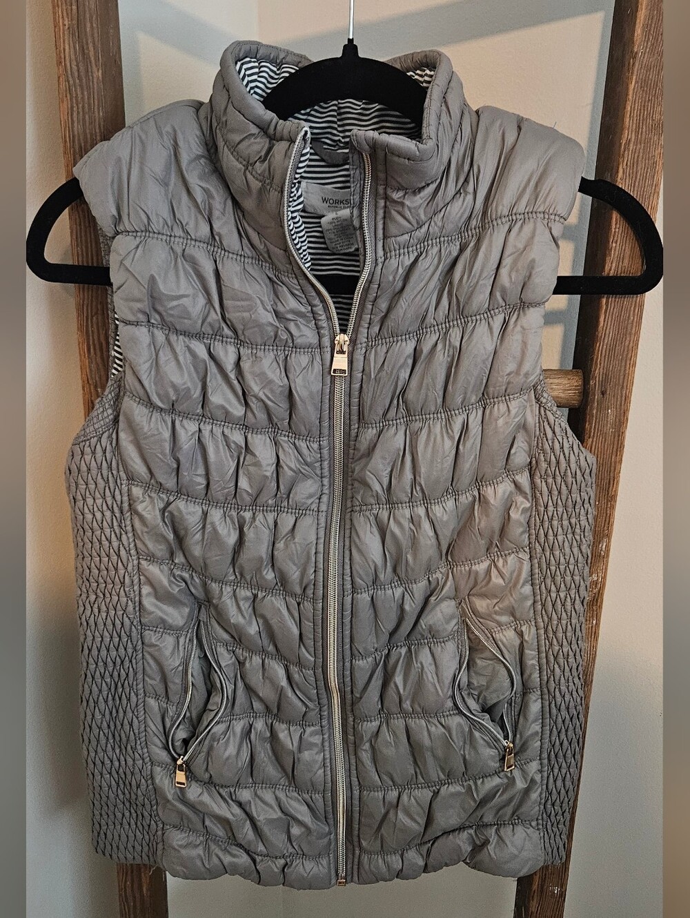 Workshop Republic Clothing Quilted Sleeveless Puffer Vest - Light Gray
